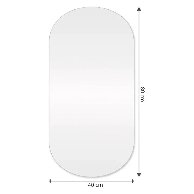 Espejo redondeado delgado con LED 80 x 40 cm